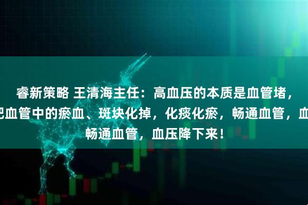 睿新策略 王清海主任：高血压的本质是血管堵，一个方子把血管中的瘀血、斑块化掉，化痰化瘀，畅通血管，血压降下来！